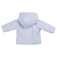 Stay stylish and cool this summer with Mintini Baby's boys blue & white lightweight hooded summer coat. With a trendy design and versatile sizing from 3 months to 5 years, this jacket is perfect for matching siblings. Stay comfortable and on-trend with the white zip and lining detail. Get it now as part of our spring summer collection.