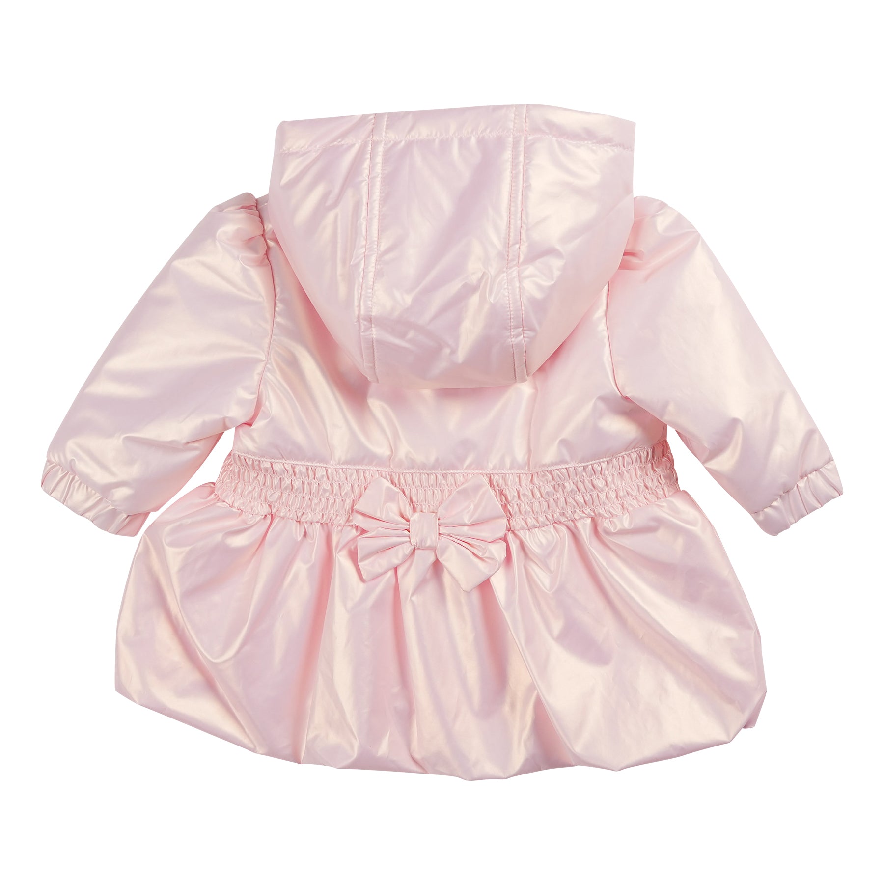 This girls pink lightweight hooded summer coat from Mintini Baby is the perfect addition to your little one's wardrobe. With a zip-up fastening and two bows on the front and one on the back, it's both functional and stylish. Available in sizes 3 months to 5 years, it's the perfect choice for matching little and big sisters. Stay cool and comfortable in the warmer months with this adorable coat.