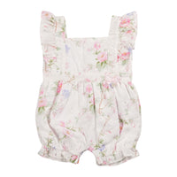 Introduce your little girl to the joys of summer with our Mintini Baby branded sleeveless romper. With a beautiful floral design and ruffles on the shoulders, she'll be the cutest and most stylish one around. Perfect for warmer days, this romper is also elasticated around the legs for added comfort. Available in sizes 3 months to 24 months.