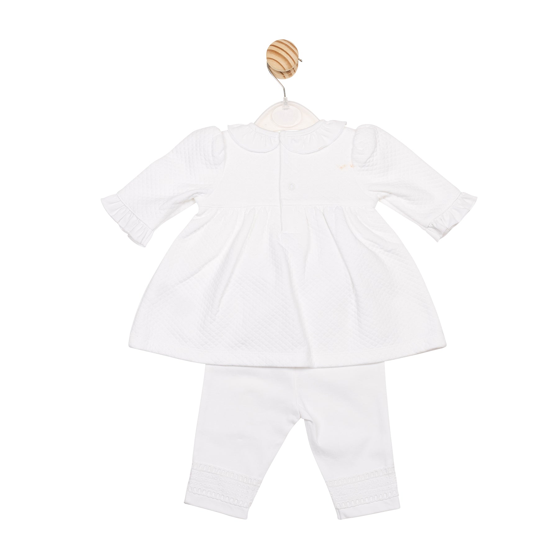 Back view of baby girls white top and legging set – Mintini British designed boutique brand