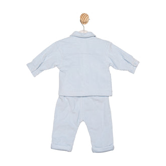 Baby Boys Blue & White Top, Shirt and Trouser Set by Mintini Boutique