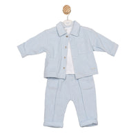 Mintini Boys Blue & White Corduroy Outfit Set – Autumn Winter Babywear