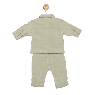 Baby Boys Sage Green Top, Shirt and Trouser Set by Mintini Boutique