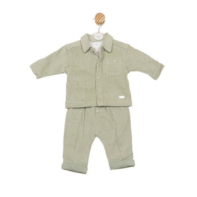 Mintini Boys Sage Green Corduroy Outfit Set – Autumn Winter Collection