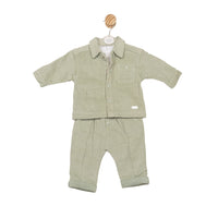 Mintini Boys Sage Green Corduroy Outfit Set – Autumn Winter Collection