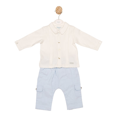 Mintini Boys Ivory & Blue Smart Top and Trouser Set – Autumn Winter Childrenswear