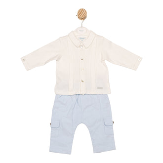Mintini Boys Ivory & Blue Smart Top and Trouser Set – Autumn Winter Childrenswear