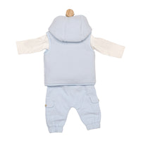 Baby Boys Fleece Gilet, Ivory Top and Blue Cargo Trousers by Mintini