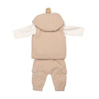 Baby Boys Fleece Gilet, Ivory Top & Beige Cargo Trousers by Mintini Boutique