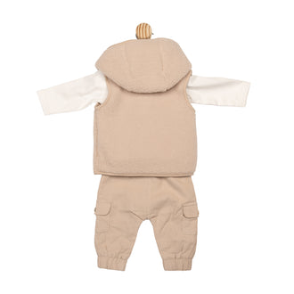 Baby Boys Fleece Gilet, Ivory Top & Beige Cargo Trousers by Mintini Boutique