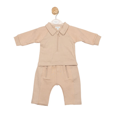 Boys beige smart top and trouser set by Mintini