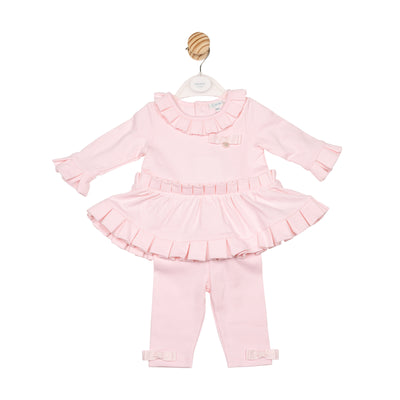 Mintini girls pink long sleeve tunic top and leggings set