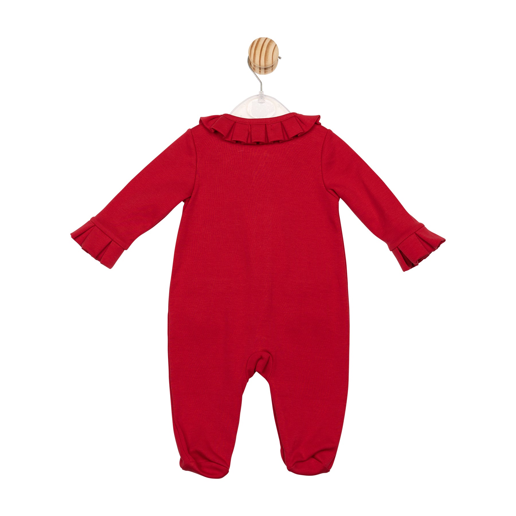Baby girls red all-in-one with pleat detail by Mintini – Autumn Winter collection