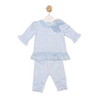 Mintini baby girls pale blue two piece tunic and leggings set