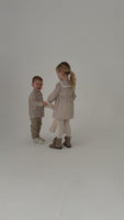 Boys Brown Check Shirt & Beige Trousers Set