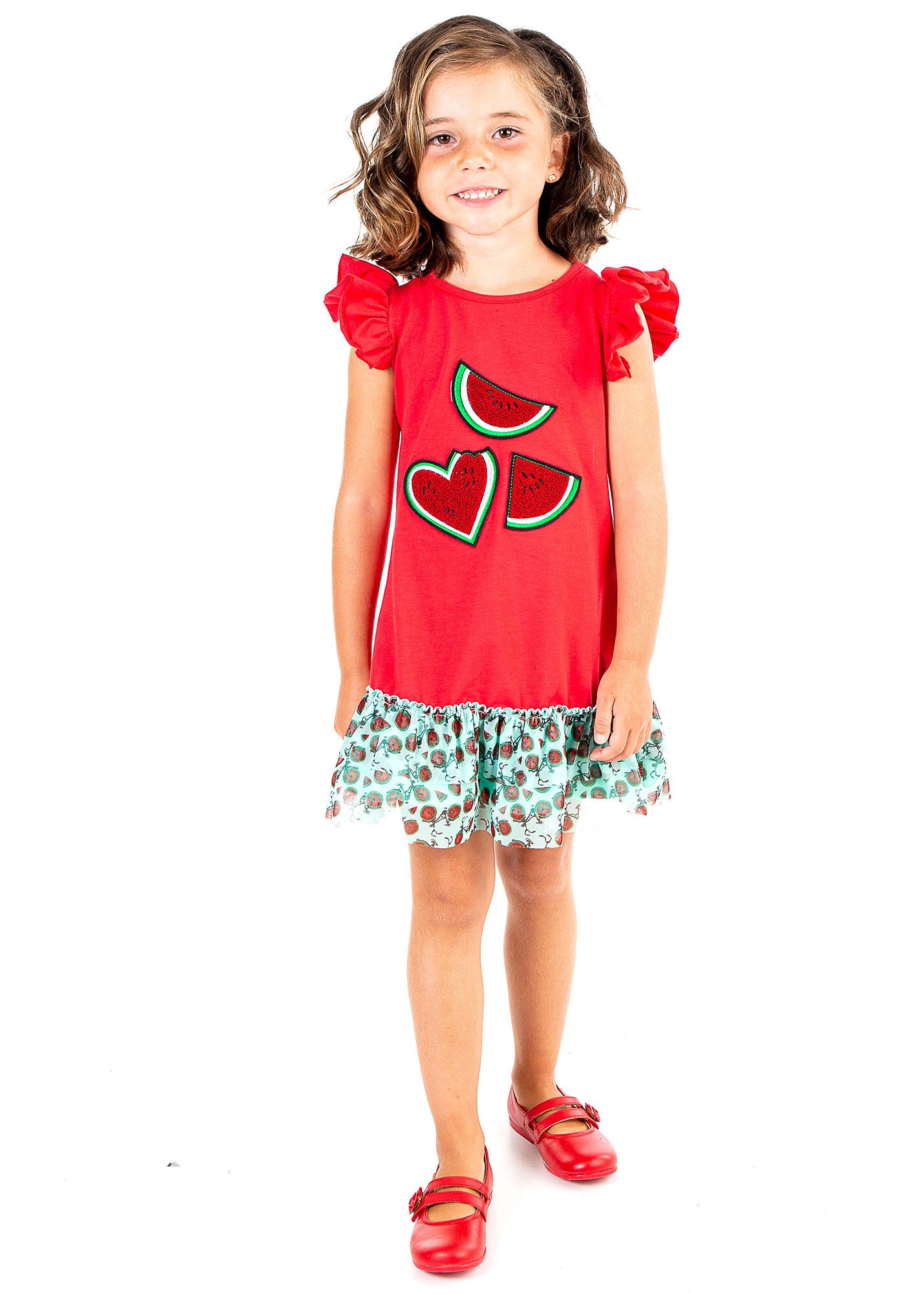 Girls Red and Turquoise Watermelon Summer Dress