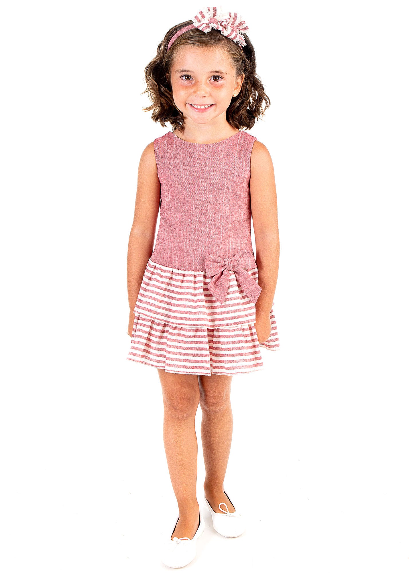 Girls Dusky Pink Sleeveless Summer Dress with Side Bow Detail