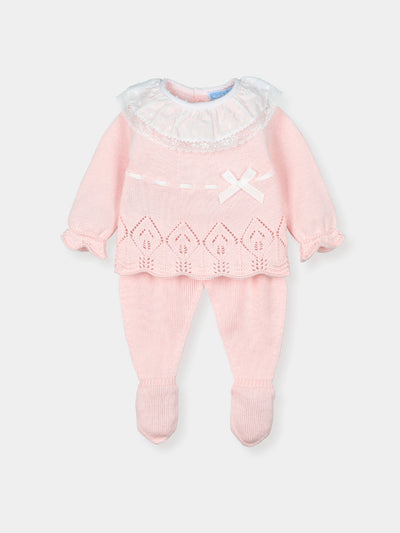 Mac Ilusion Baby Girls Two Piece Pink Outfit With Bow Detail - Spanish Baby Girl Boutique Clothes
