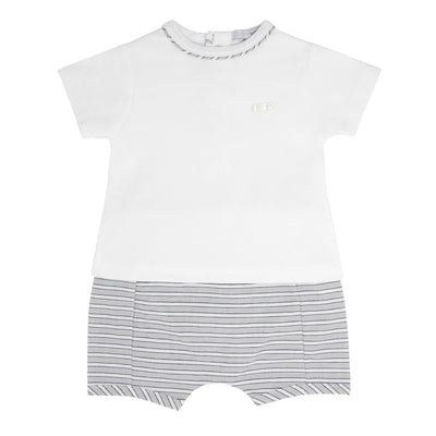 Boys Grey and White Striped 2 piece Set | Spanish Stripped Baby Outfit For Boys | Kidz Emporium