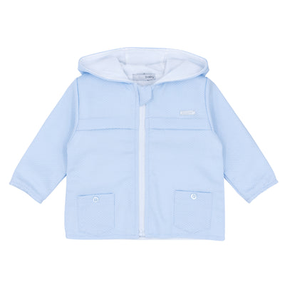 Blues Baby Boutique Boys Lined Hooded Pique Woven Jacket With Zipper And Pockets