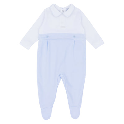 Blues Baby branded Baby Boys Blue & White Smart Sleeper With Woven Waist Detail