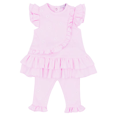 Blues Baby Girls Pink Daisy Applique Top And Leggings Set