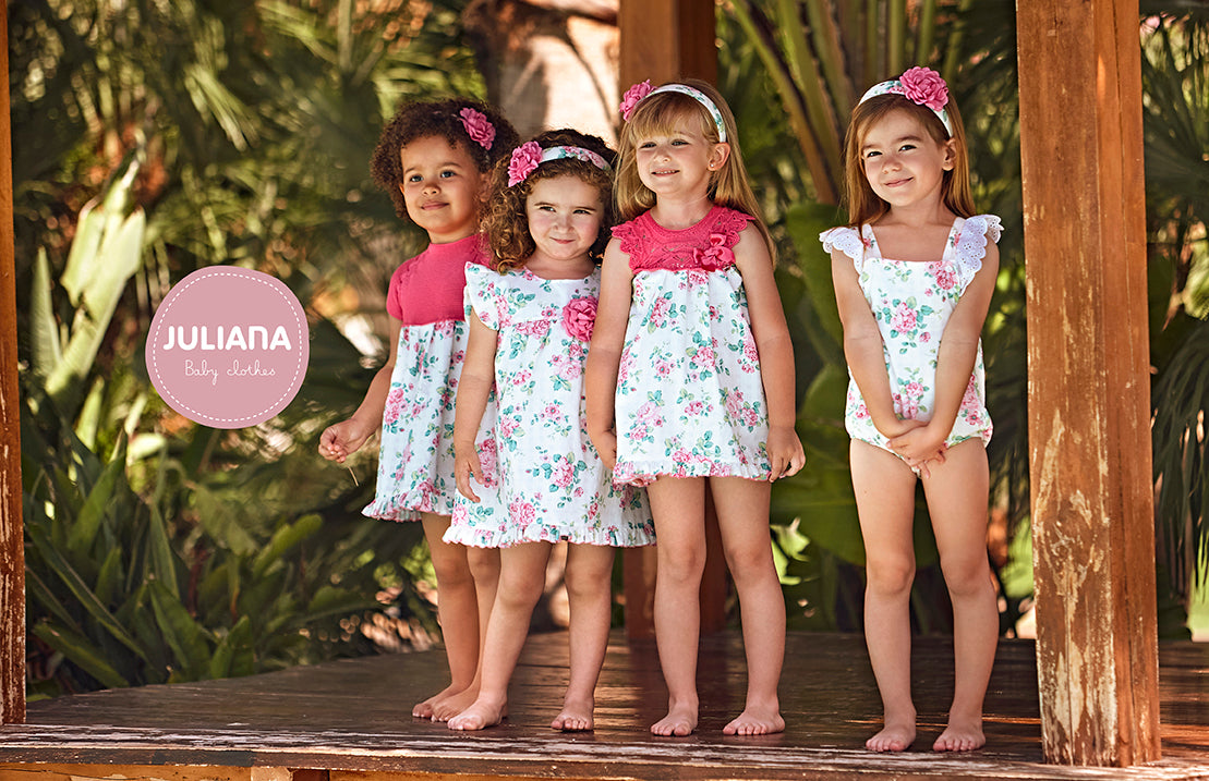 Girls Floral Summer Dress With Fuchsia Pink Flower - Spanish Baby & Children's Clothing Boutique