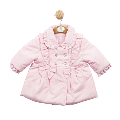 Mintini Baby Girls Pink Lightweight Coat With Bows - Baby Giris Summer Jacket