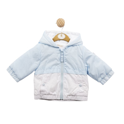 Mintini Baby Boys Lightweight Hooded Blue & White Coat / Jacket - Boys Traditional Babywear & Children's Clothing Boutique , Chidrenswear Cothing
