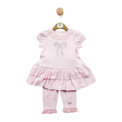 Mintini Baby branded Girls Pink Diamanté Bow Two Piece Top & Legging Set - Baby & Children's wear Clothing Online Store