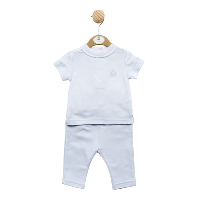 Mintini Baby branded Boys Blue Two Piece Top & Trouser Set - Baby Boy Boutique Clothing