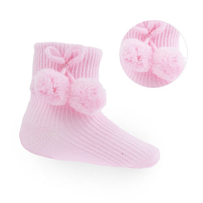 Soft Touch - Pink Ankle Pom Pom Socks - Baby Pom Pom Socks For Sale - Buy Pom Pom Socks For Your Baby Girl - S09-P - Kidz Emporium 
