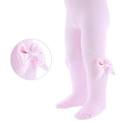Girls Pink Pelerine Tights with Bow | Girls Spanish Romany Style Tights With Bow  | Kidz Emporium