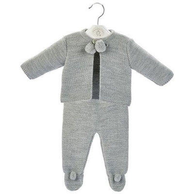 Dandelion Baby Boys Grey Pom Pom Knitted Two Piece Set