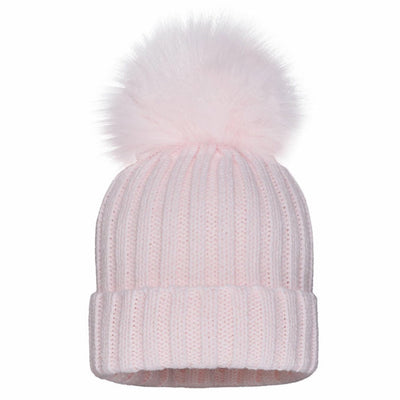 Kidz Emporium - Single Fur Pom Girls Pink Hat - Designer Girls Hat - Buy Designers Hats For Girls - KE009 - Kidz Emporium 
