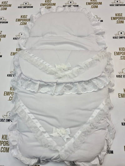 White V-Shape Baby Pram & Pushchair Footmuff/Coseytoe For Sale | Kidz Emporium 